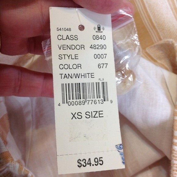 LOTTIE MOSS PACSUN Tan White Striped Button Front Mini Skirt Lined NWT X-Small - Picture 8 of 11